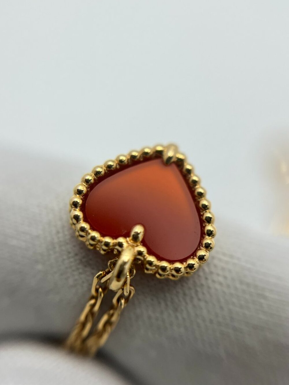 Authentic Van Cleef & Arpels Sweet Hearts Necklace Carnelian Rose Gold - Picture 5 of 12